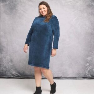 Japparel Jody Chenille Teal Dress With Shoulder Detail Size L